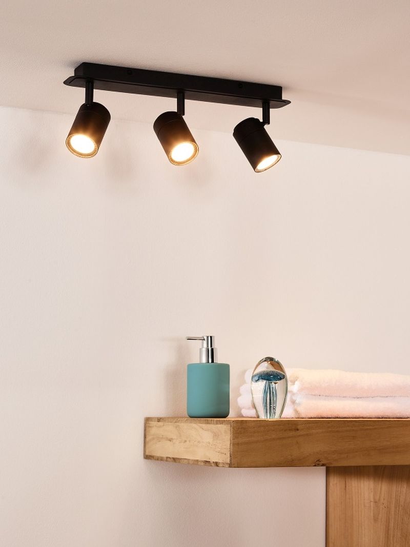 Lucide LENNERT - Stropné bodové svietidlo Kúpeľňa - LED Rozm. - GU10 - 3x5W 3000K - IP44 - Čierna